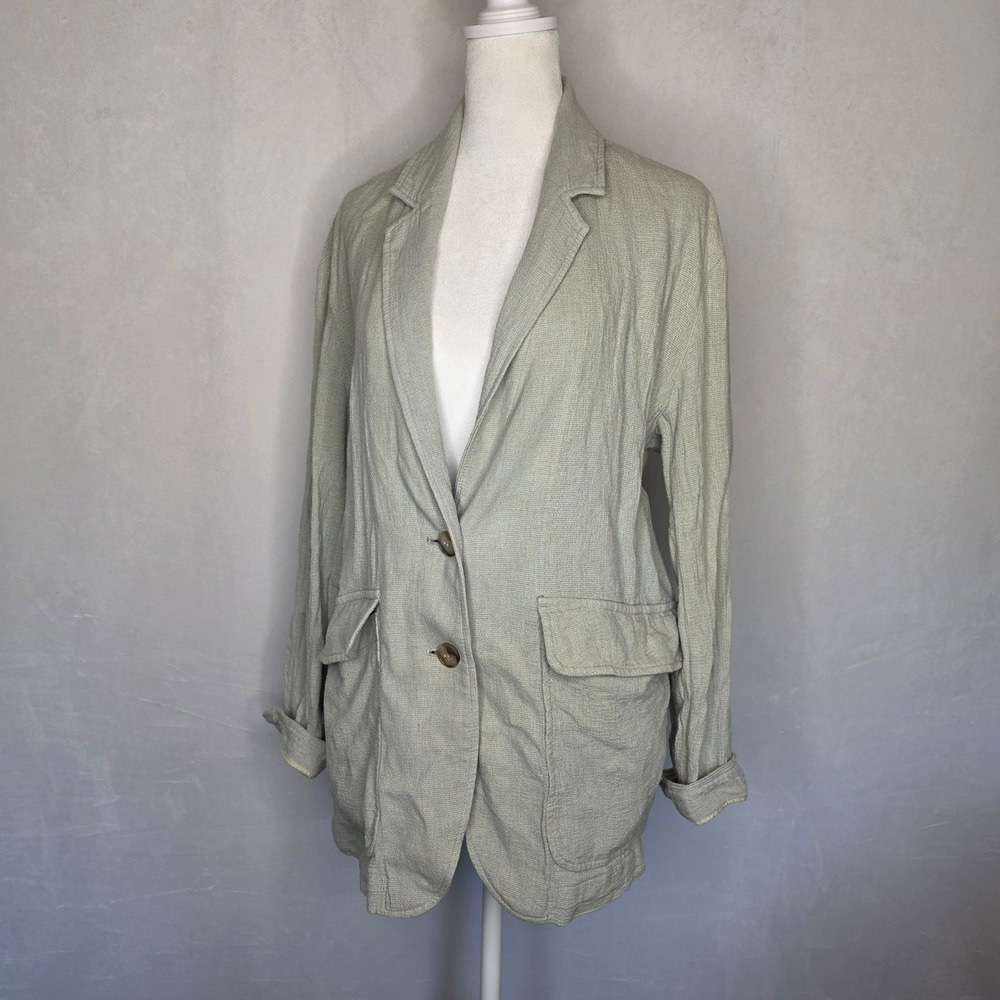 Madewell Womens Linen Blend Breezewoven Larsen Blazer Light Sage Green S LRG